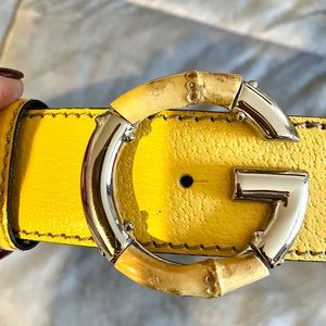 Unique “Gucci” belt w/ wood/silver buckle